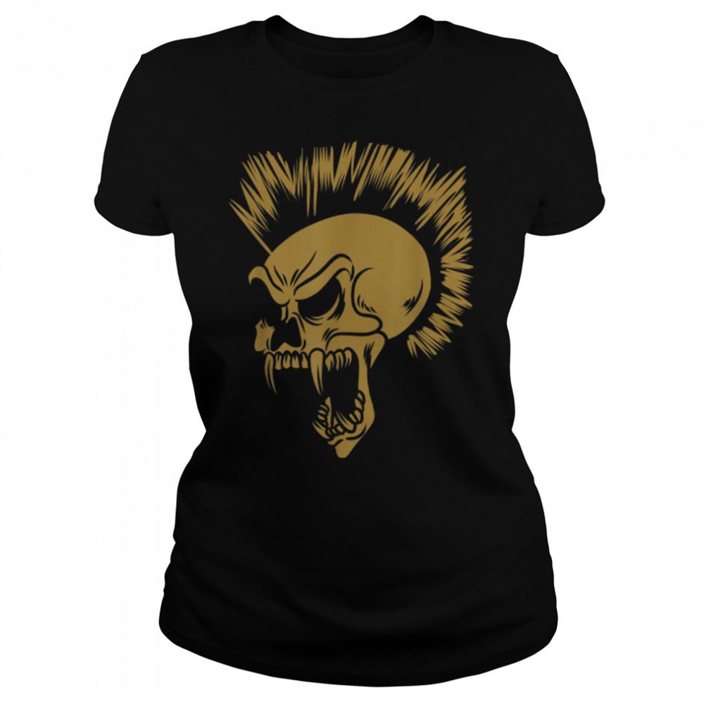 Punk Rock Skull Mohawk Style Punks Not Dead Rock and Roll T- B0B35BC9M7 Classic Women's T-shirt