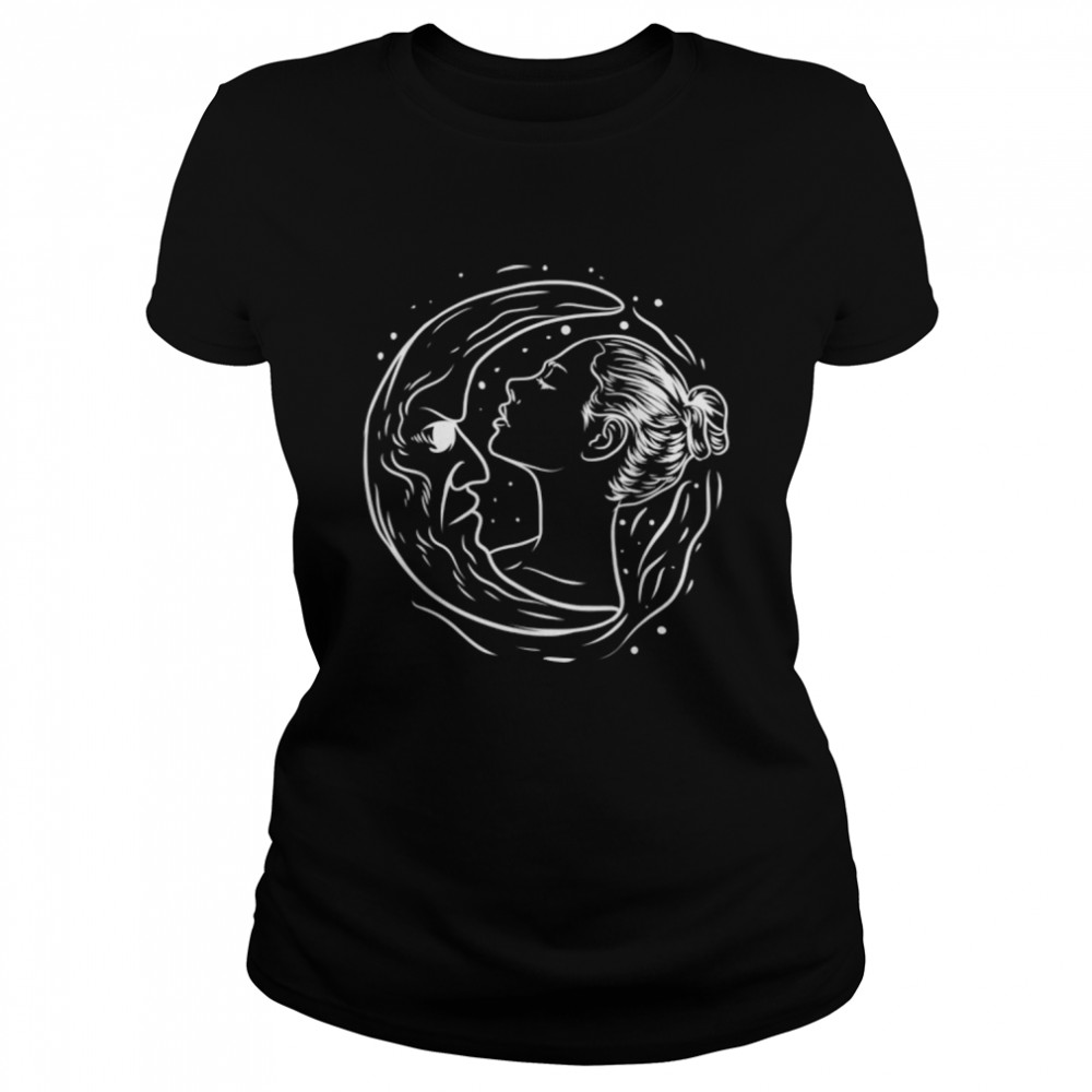 Quarter Moon Gothic Crescent Lunar Phase Space Astronomer T- B0B2ZP61XP Classic Women's T-shirt
