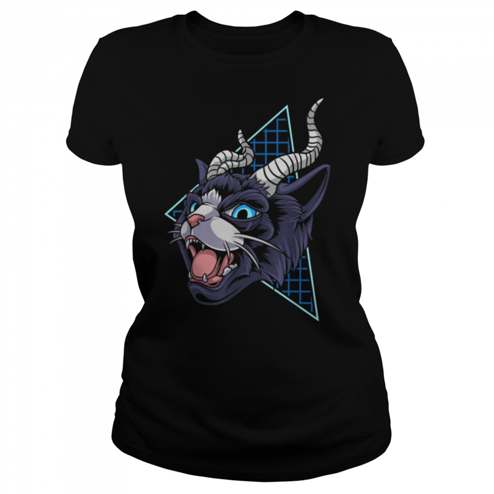 Rad Devil Cat Pagan Kitten Baphomet Satanic Emo Punk Gothic T- B09ZJTZ2JS Classic Women's T-shirt