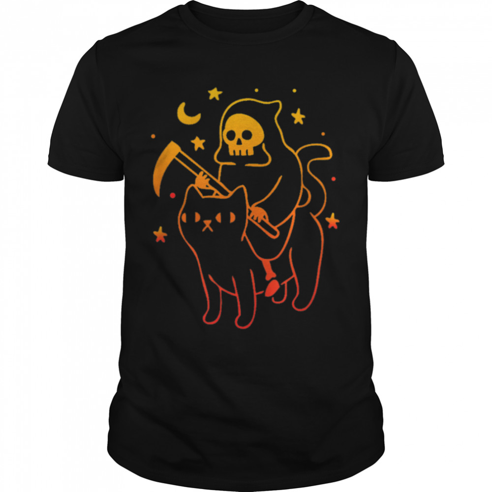Reaper riding a devil cat Skeleton, Skull Reaper T- B09X9XBG1D Classic Men's T-shirt