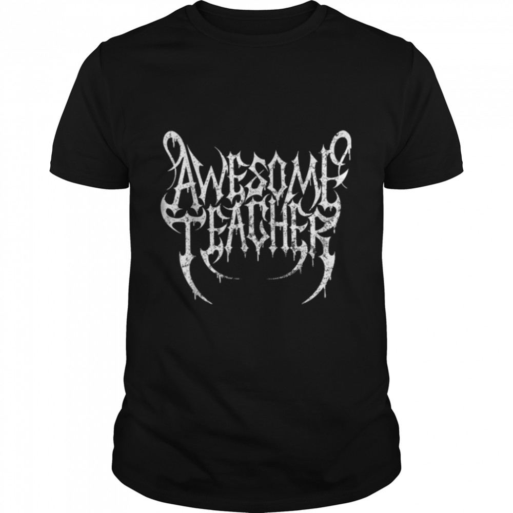 ROCK STAR teacher distressed Death METAL logo T- B09XX2XV21 Classic Men's T-shirt