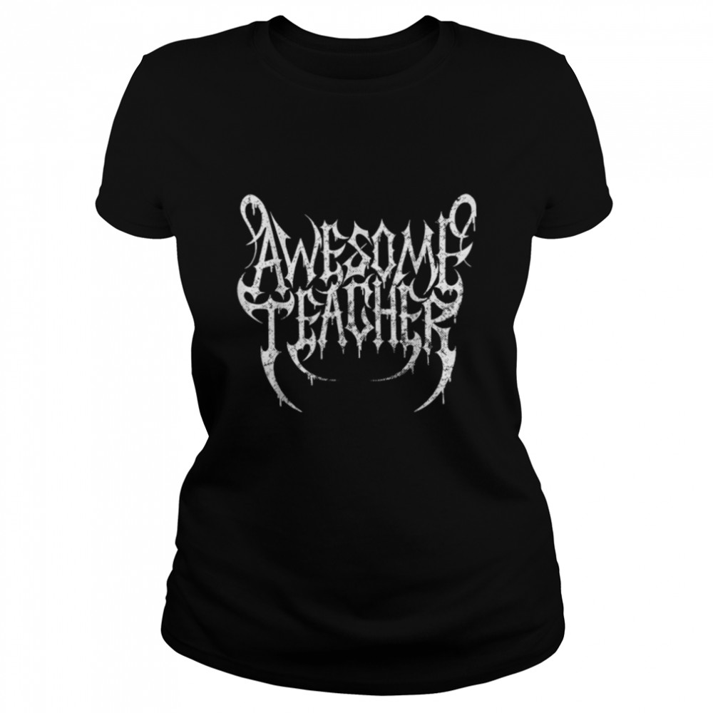 ROCK STAR teacher distressed Death METAL logo T- B09XX2XV21 Classic Women's T-shirt
