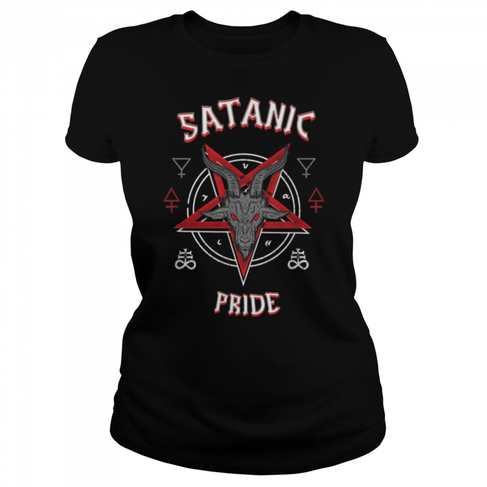 Satanic Pride I Baphomet Goat Head Pentagram T- B0B1S53DFF Classic Women's T-shirt