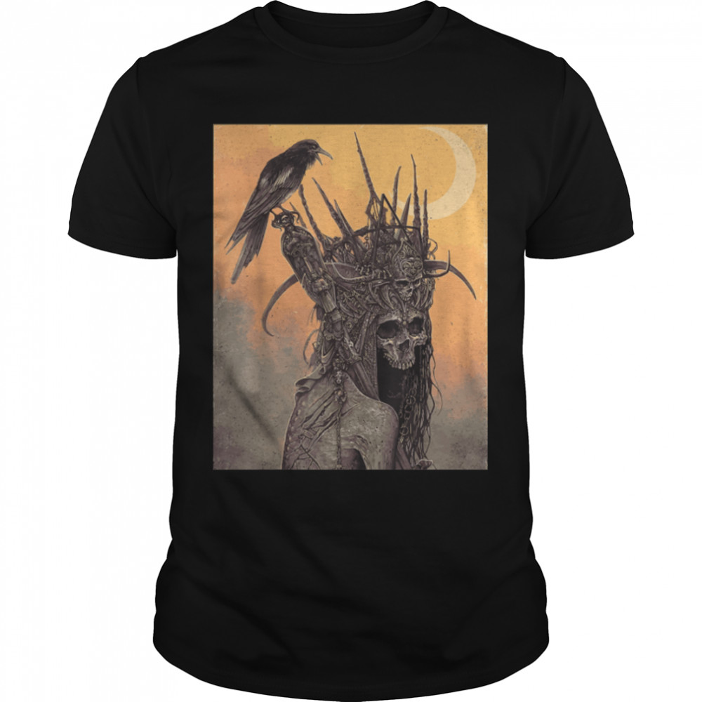 Satanist Goat Satanic Mask Grunge Gothic Goth With Raven T-Shirt B0B1LDTS3M