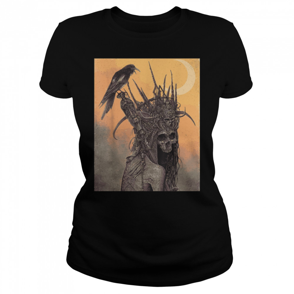 Satanist Goat Satanic Mask Grunge Gothic Goth With Raven T- B0B1LDTS3M Classic Women's T-shirt