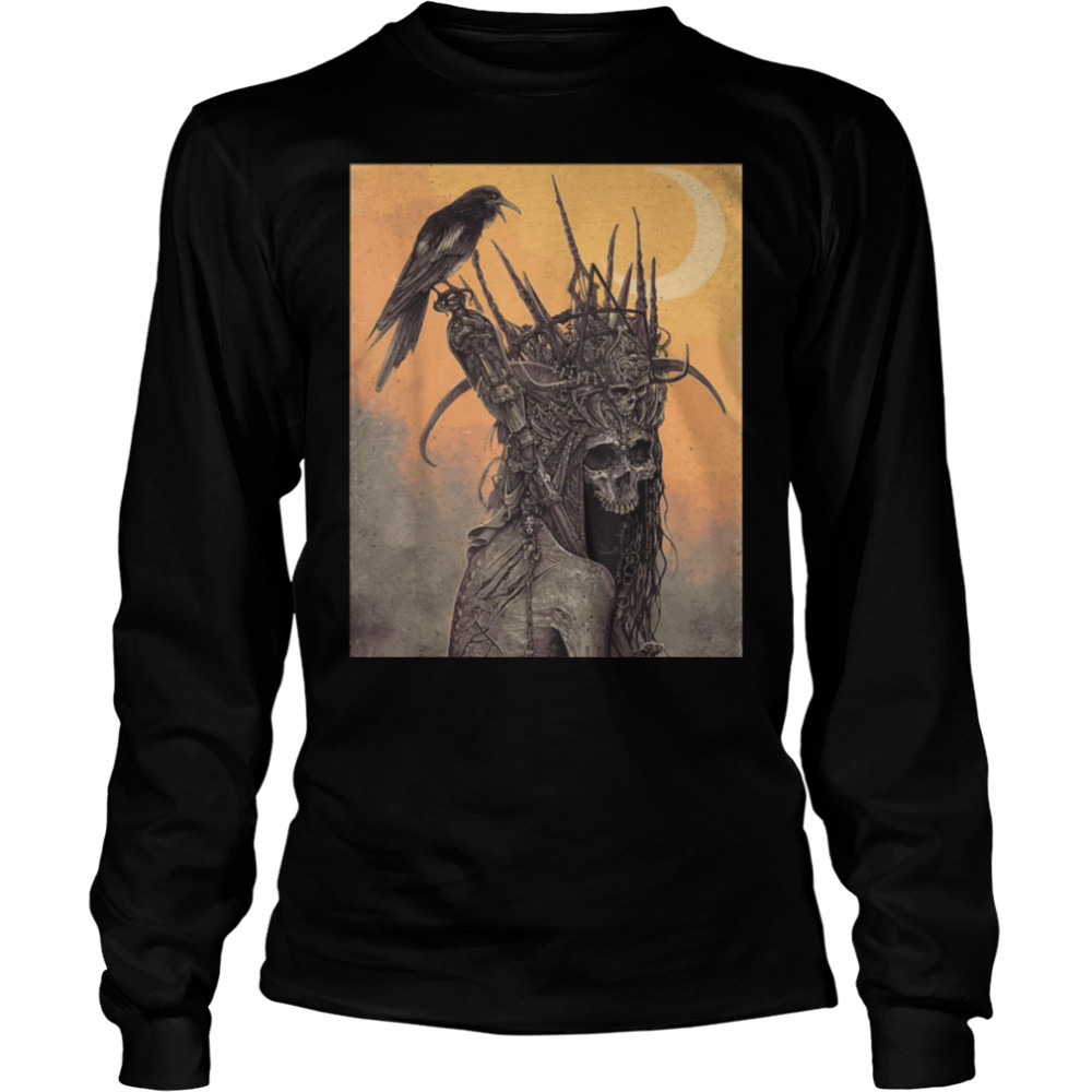 Satanist Goat Satanic Mask Grunge Gothic Goth With Raven T- B0B1LDTS3M Long Sleeved T-shirt