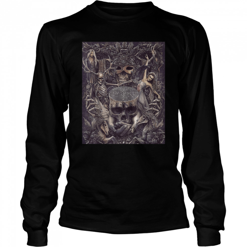 Skeleton and Women in the Scary woods Forest Dark art grunge T- B0B1JFM12B Long Sleeved T-shirt