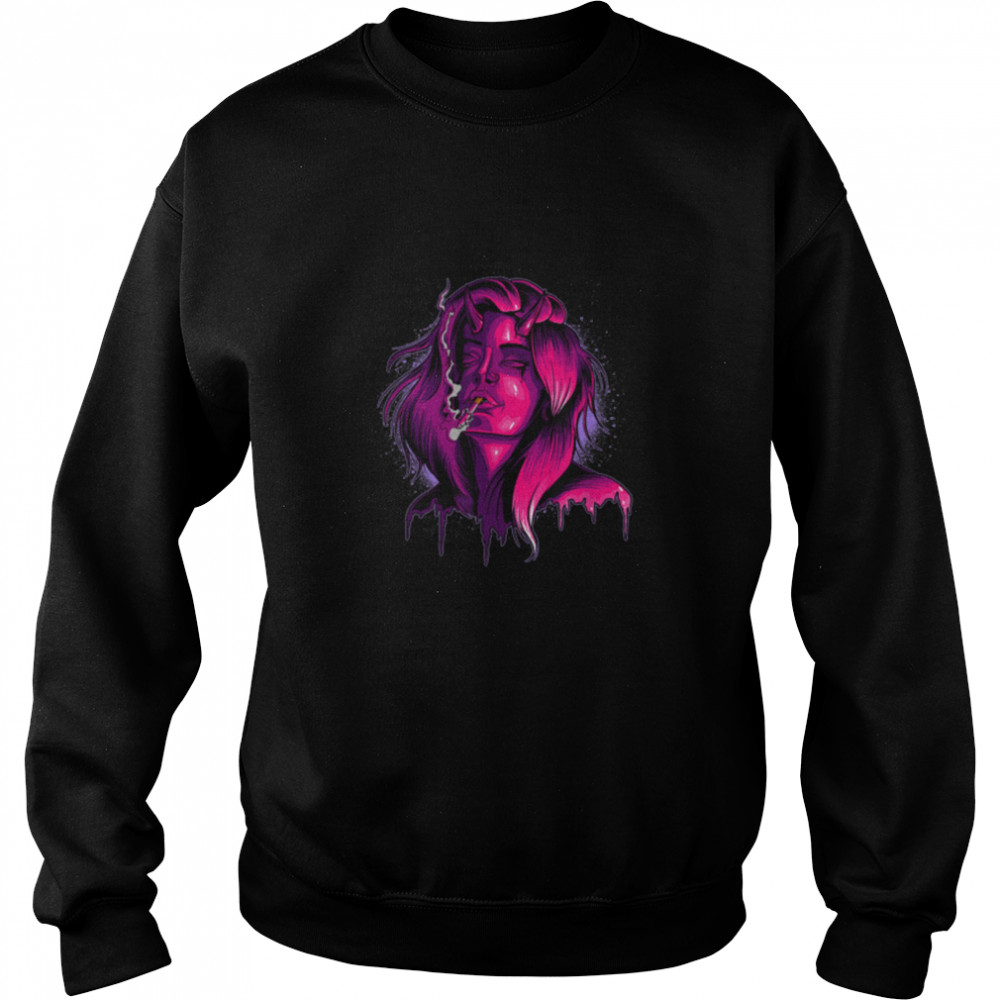 Smoking Demon Girl Grunge Aesthetic Pastel Gothic Emo Punk T- B0B2BWFGJ1 Unisex Sweatshirt