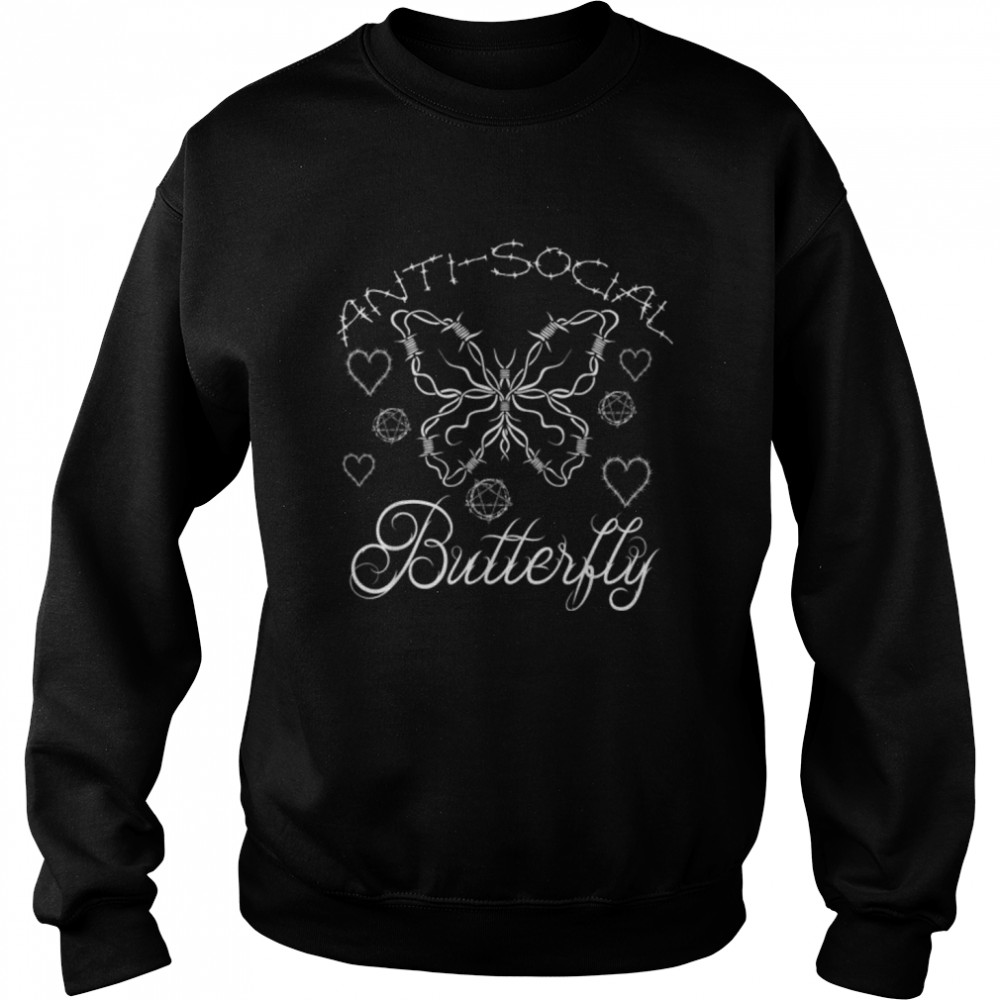 Solitude Introvert Barbed Wire Antisocial Butterfly Gothic T- B09YTDK4MT Unisex Sweatshirt