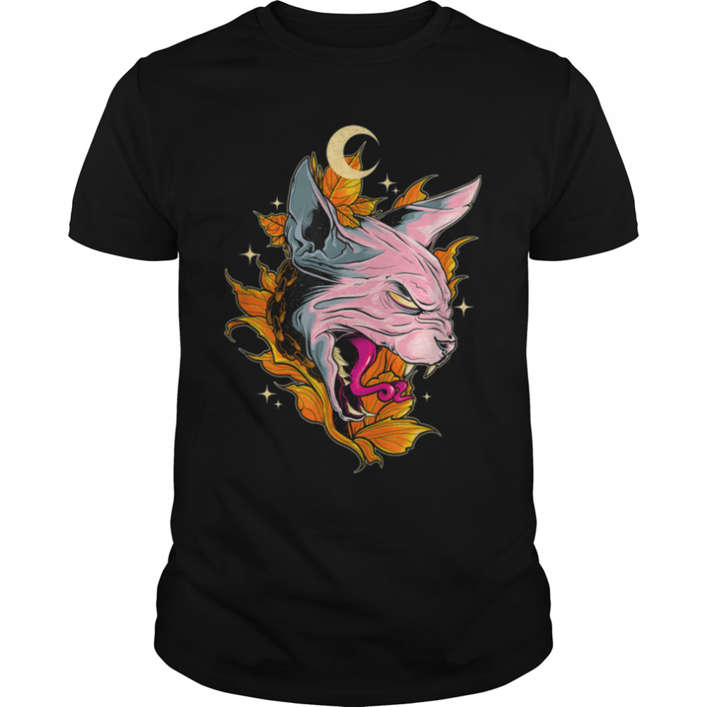 Sphynx Hairless Cat Death Metal Feline Animal Cat Lover T-Shirt B0B4153J8S