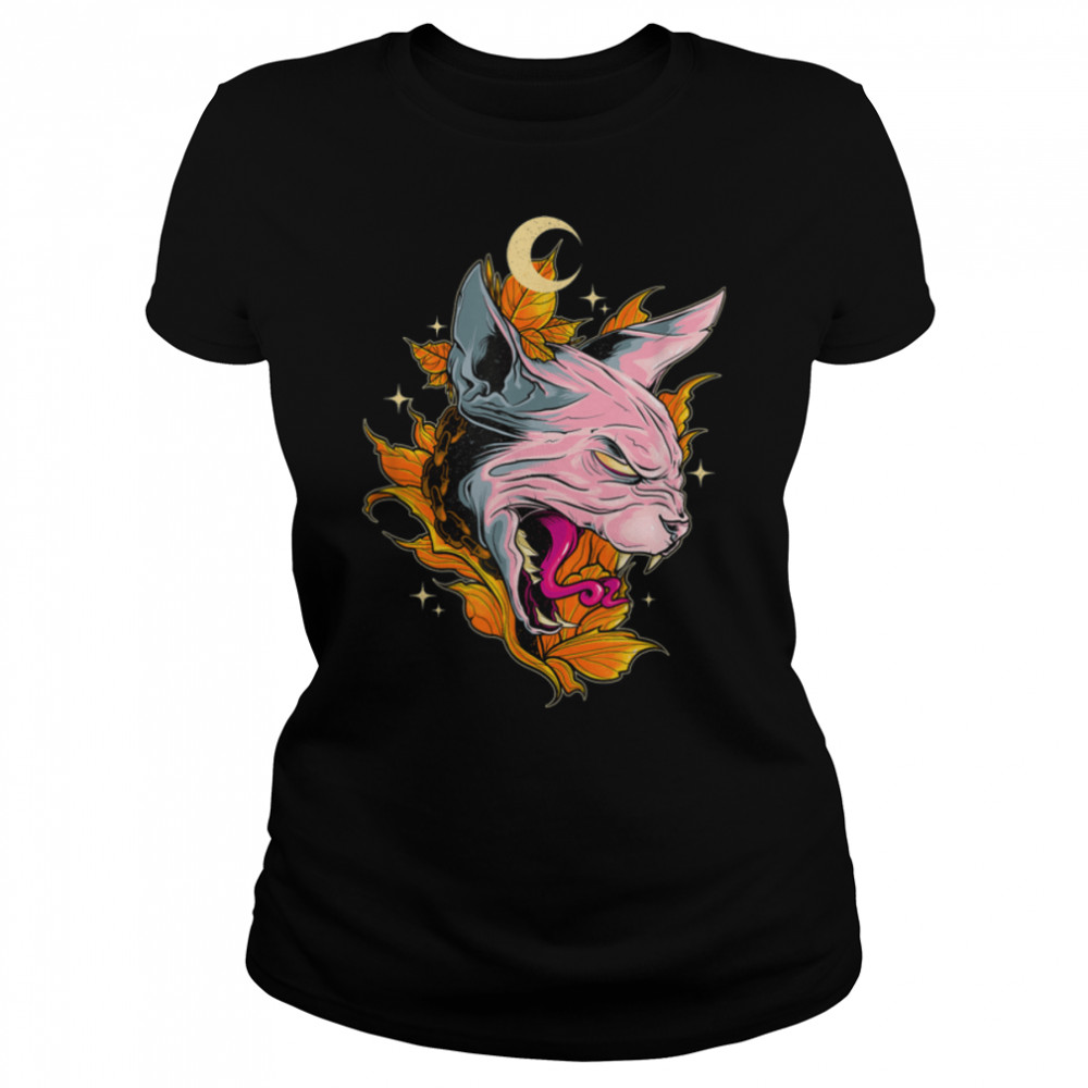 Sphynx Hairless Cat Death Metal Feline Animal Cat Lover T- B0B4153J8S Classic Women's T-shirt