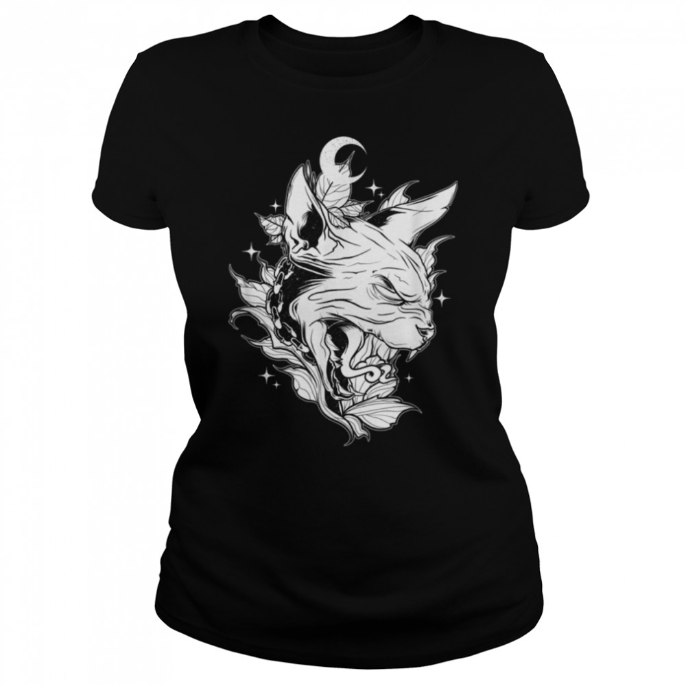 Sphynx Hairless Cat Death Metal Feline Animal Cat Lover T- B0B41CFW8W Classic Women's T-shirt