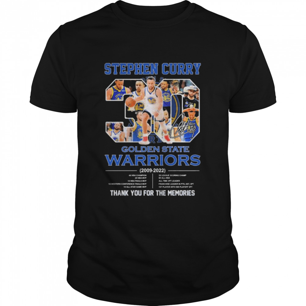 Stephen Curry 30 Golden State Warriors 2009-2022 thank you for the memories signature shirt Classic Men's T-shirt