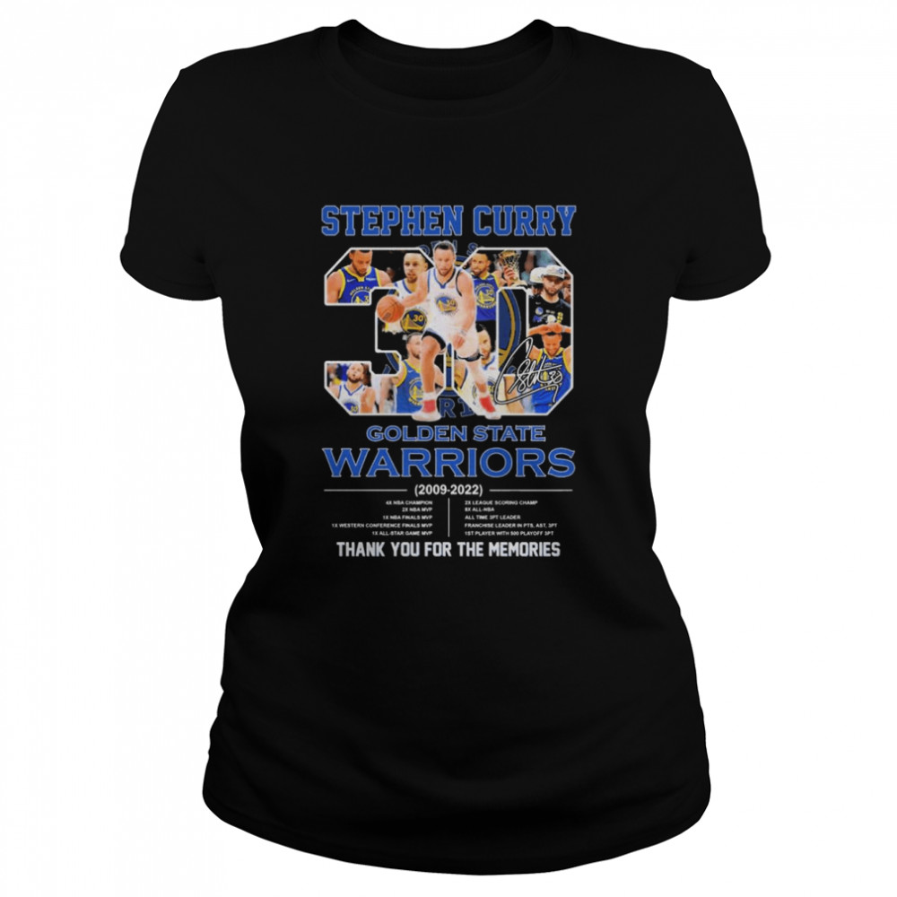 Stephen Curry 30 Golden State Warriors 2009-2022 thank you for the memories signature shirt Classic Women's T-shirt