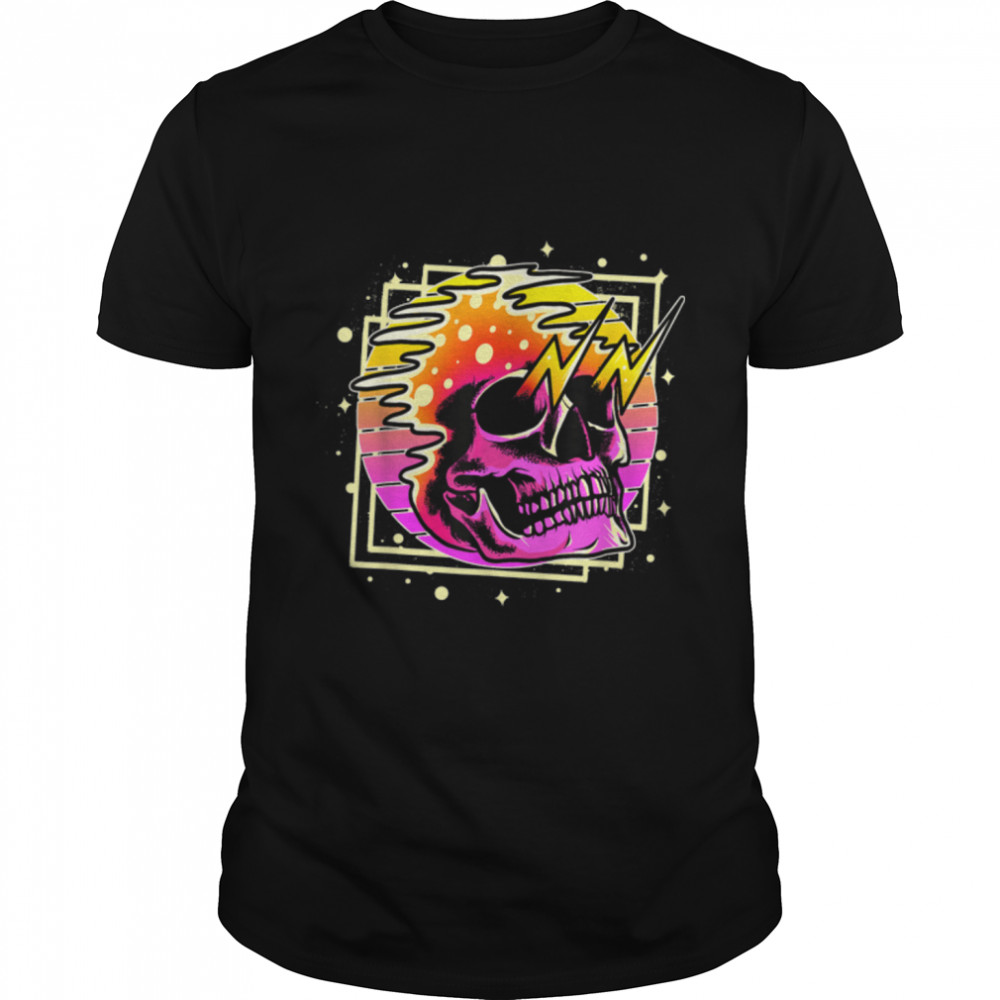 Vaporwave Skull Head Retro Sunset Synthwave Aesthetic Gothic T-Shirt B0B27SS5QZ