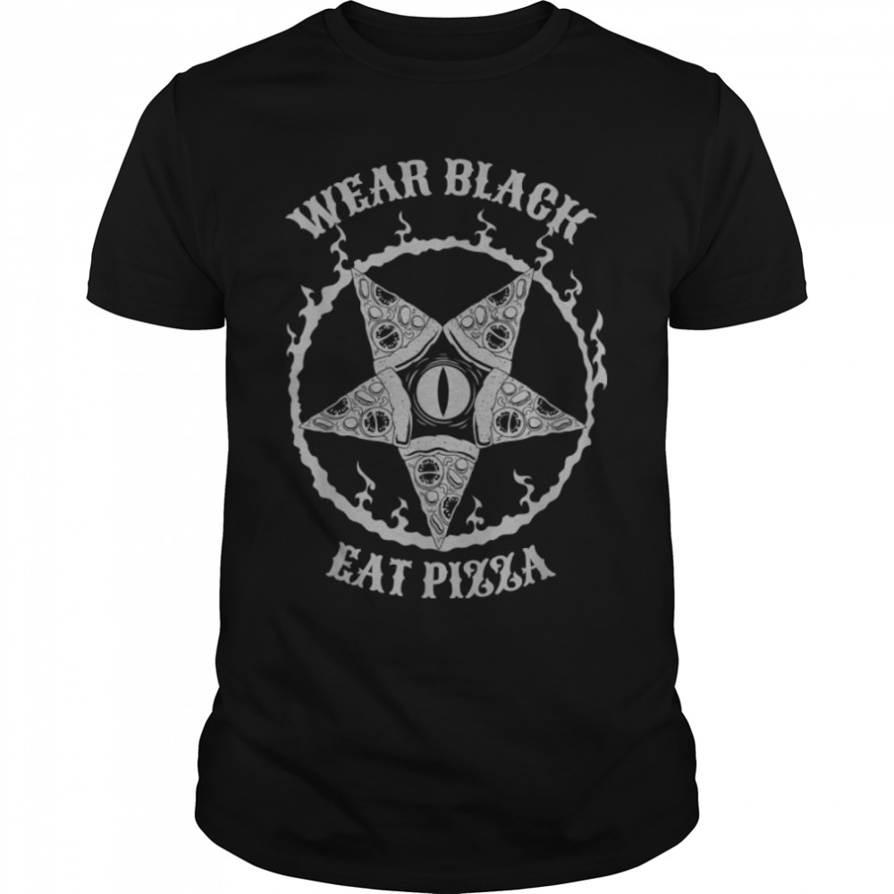 Wear Black Eat Pizza Pentagram Baphomet Occult Pizza Lover T-Shirt B09ZHL954H