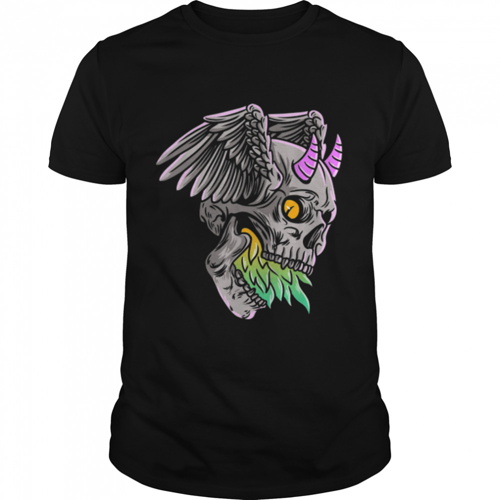Winged Devil Demon Skull Satanic Occult Evil Gothic Emo Punk T-Shirt B0B356R5LJ