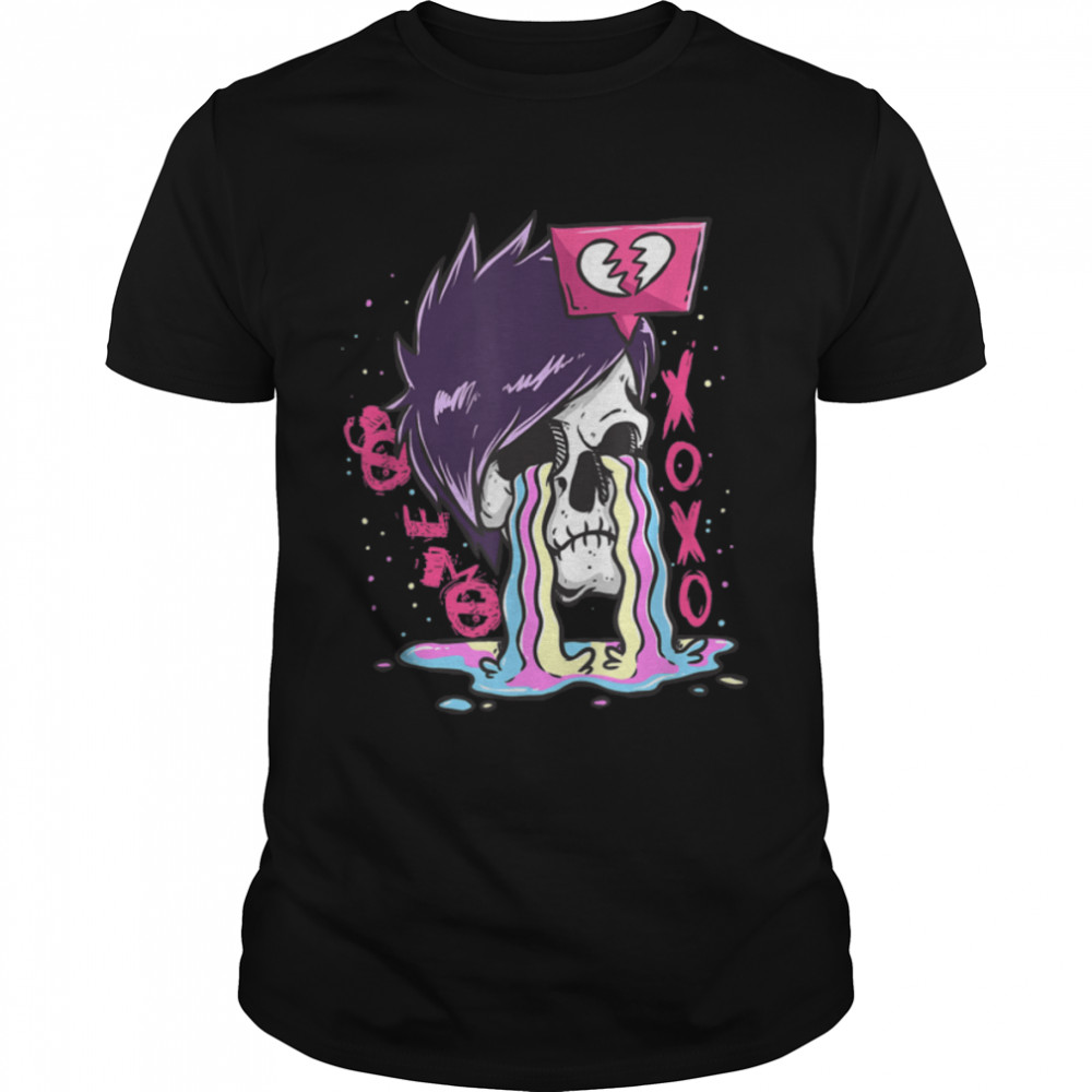 Xoxo Emo Skull Heartbroken Emotional Skeleton Goth Emo Punk T-Shirt B0B39MSXB4