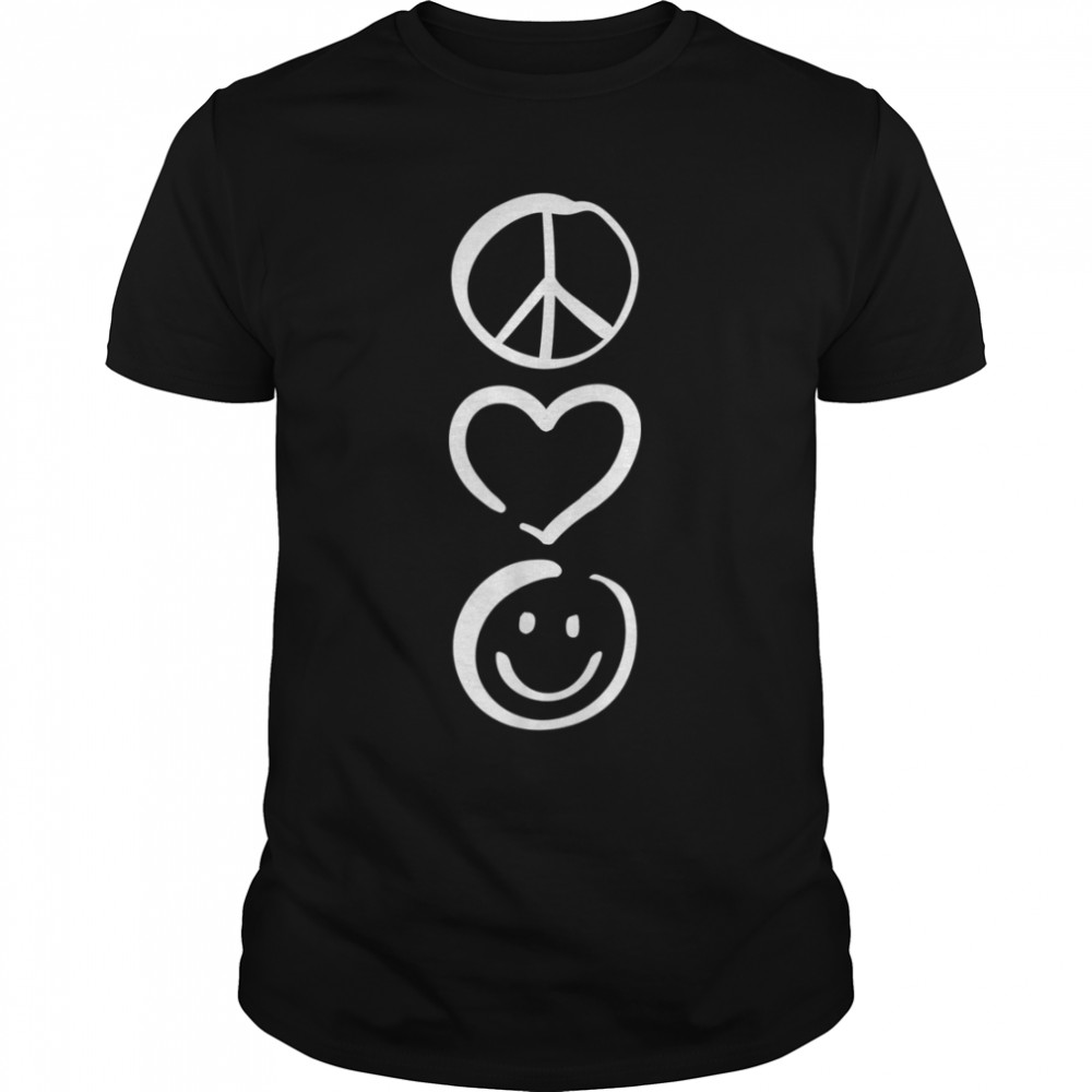 Peace Love and Happiness T-Shirt Peace Sign, Heart, Smile B07KWRJJD4