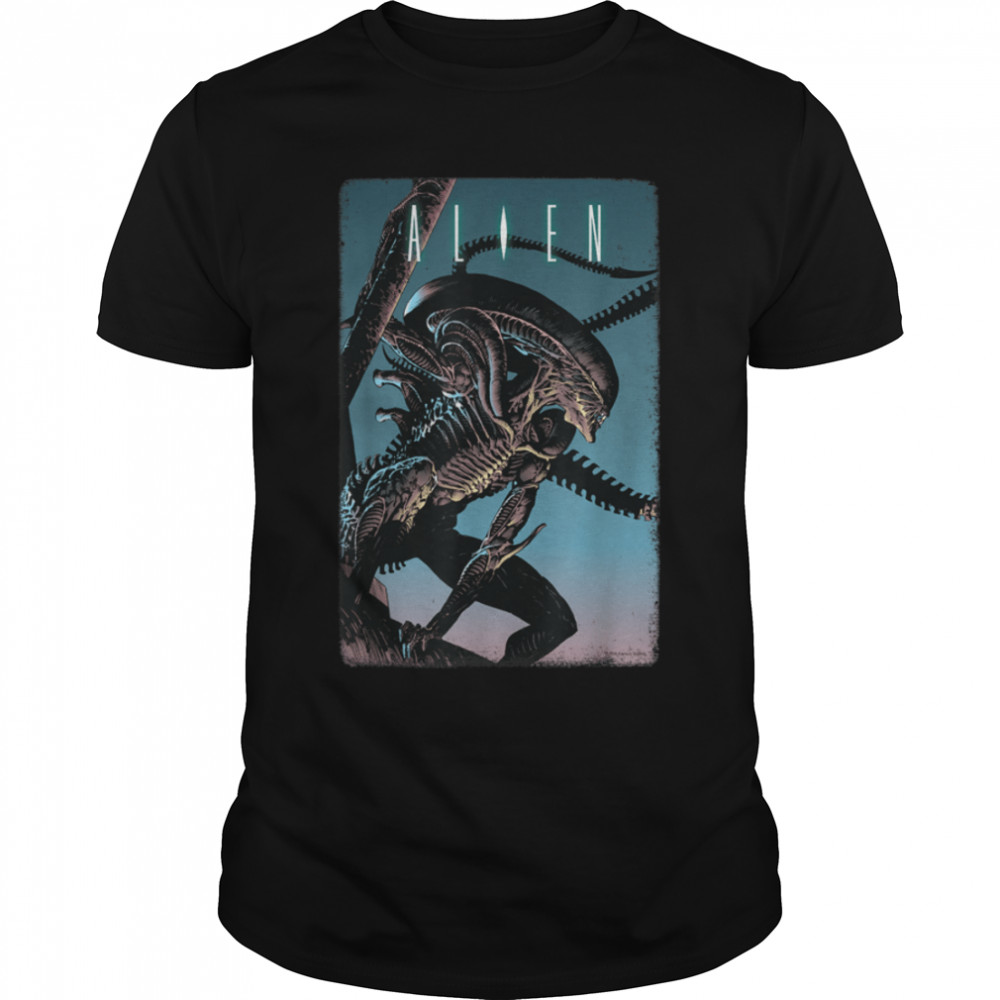 Alien Xenomorph Illustrated Poster T-Shirt B09VM5GY6F