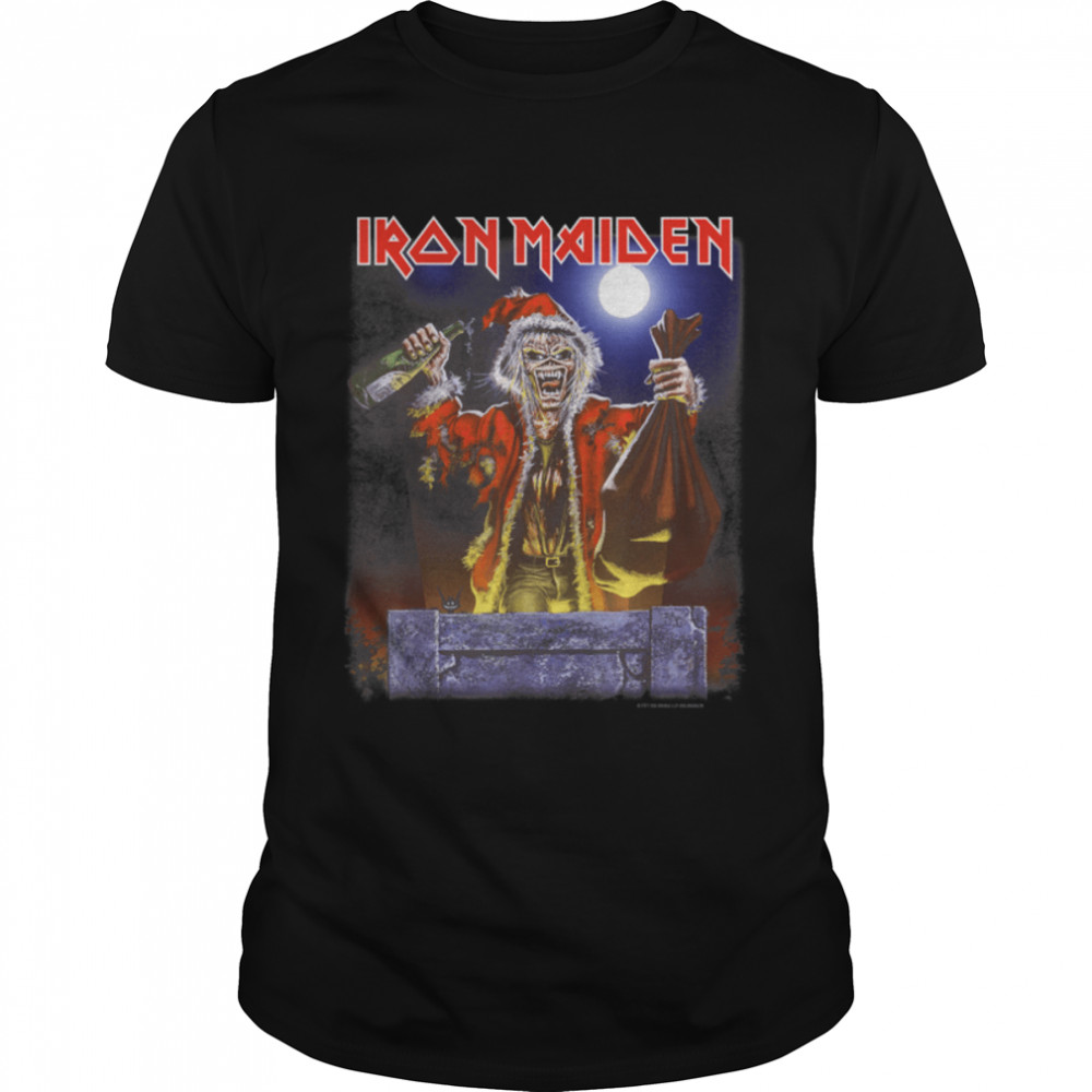 Iron Maiden - No Prayer Santa Eddie Christmas T-Shirt B09MJMX93V