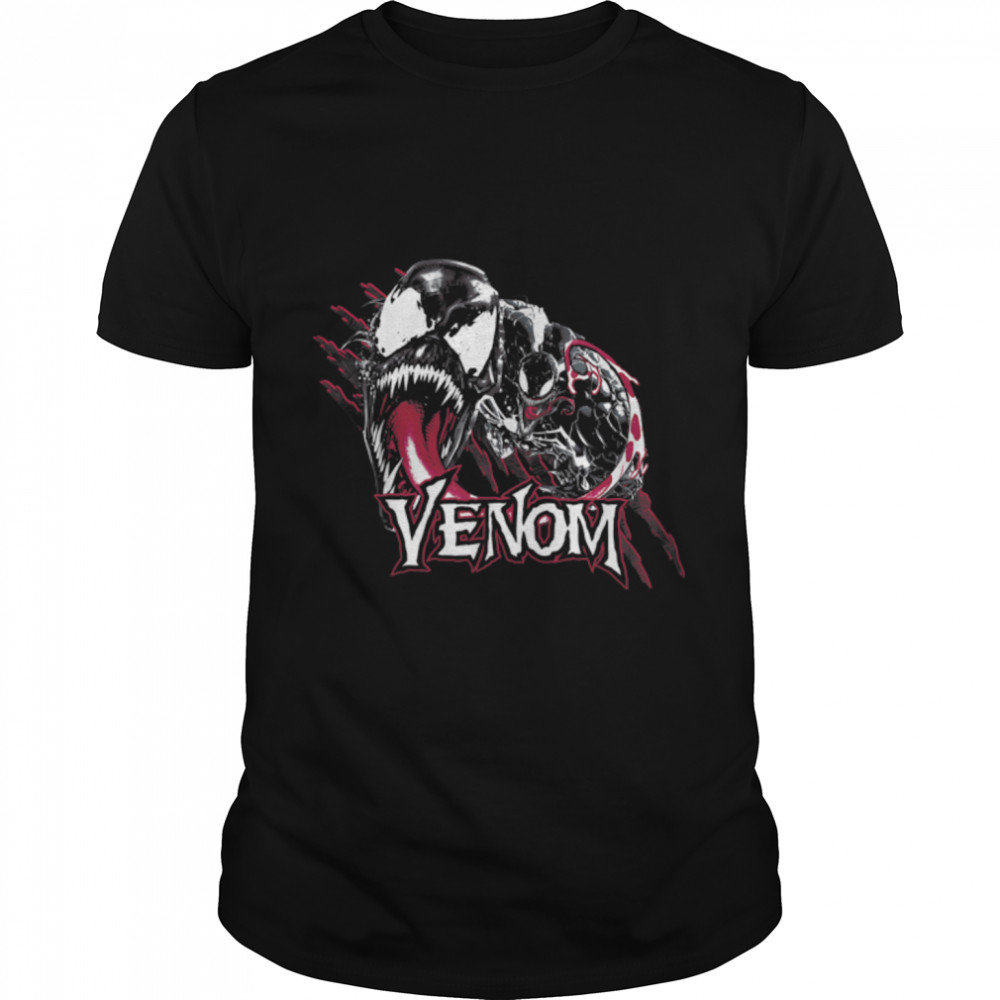 Marvel Venom Character Profile Scratch Badge T-Shirt B07PPHMRF7