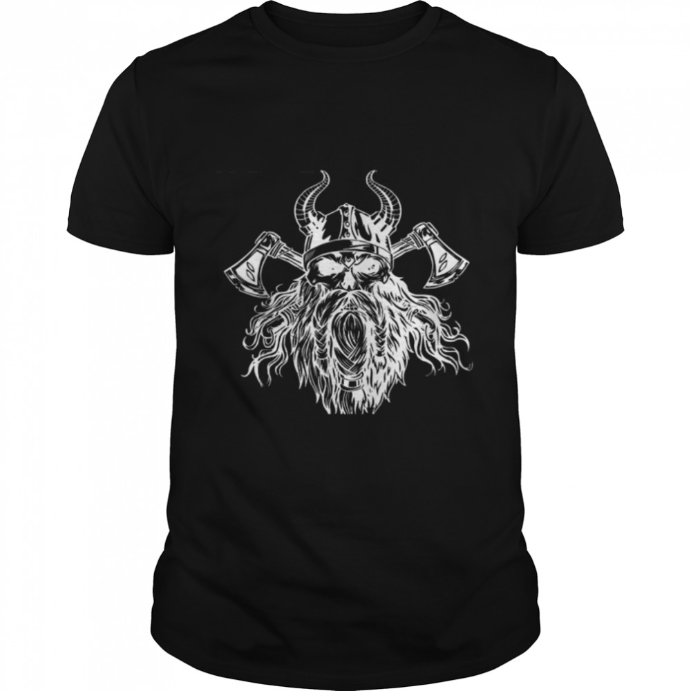 Mens Viking skull Germanic Viking symbol Norman T-Shirt B09QGNVGLG