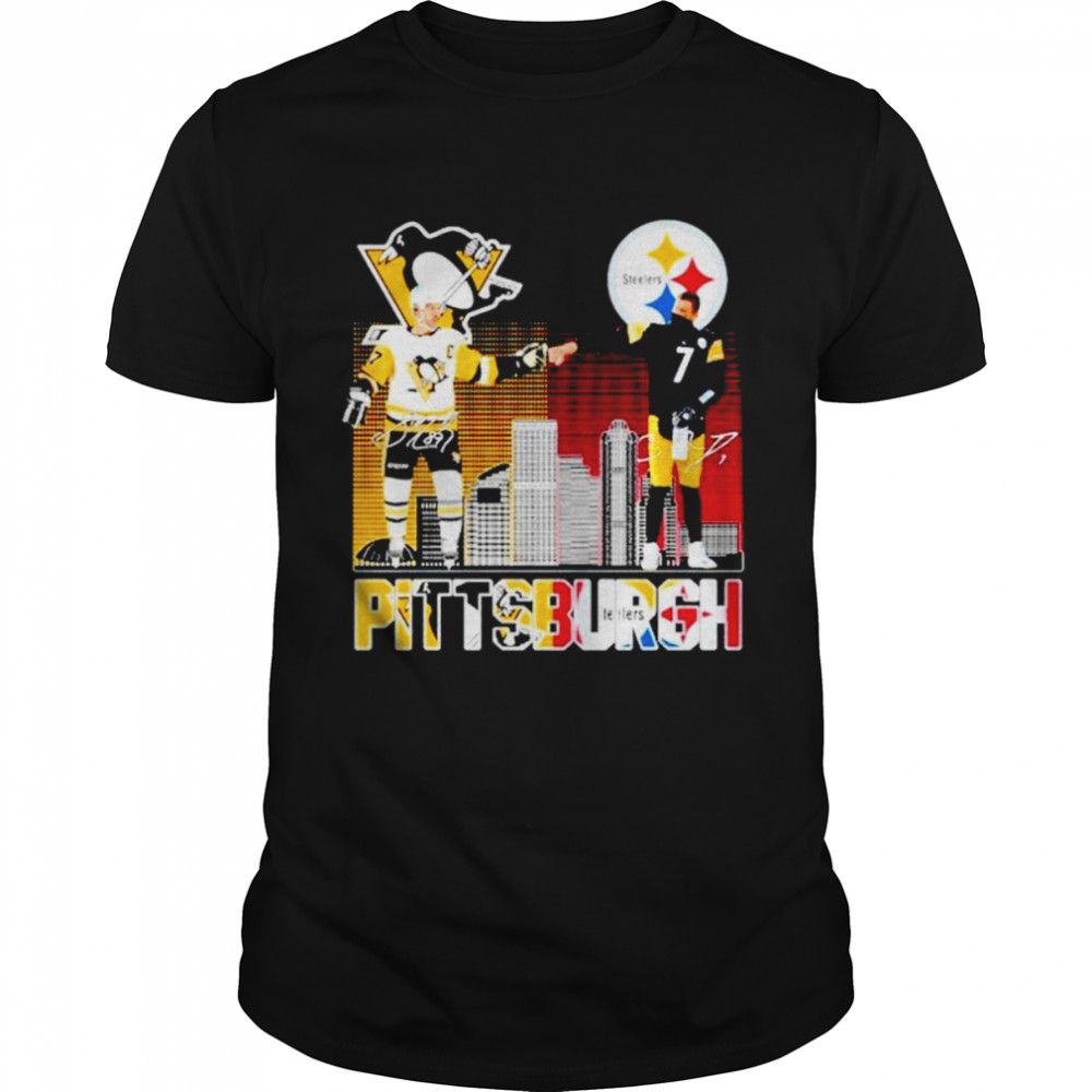 Pittsburgh Sports Teams Sidney Crosby and Ben Roethlisberger signatures shirt