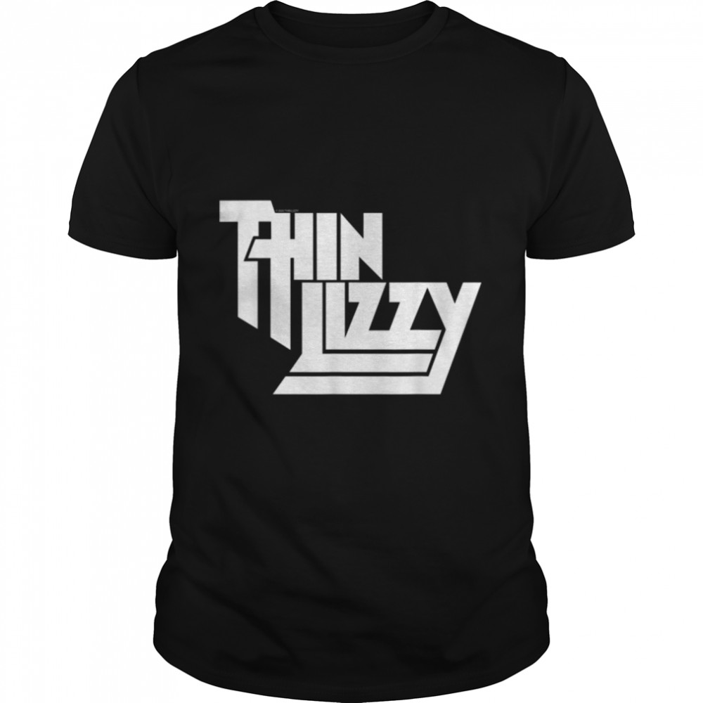 Thin Lizzy – White Stacked Logo T-Shirt B09WWW122Q