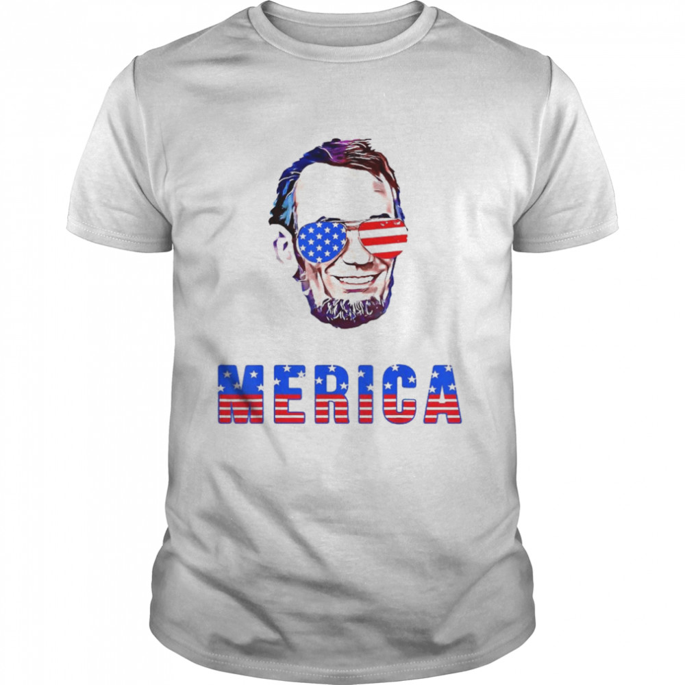 Abraham Lincoln Merica American Flag 4th Of July  Classic Men's T-shirt