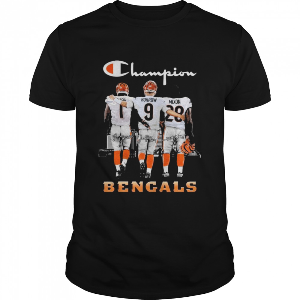 Champions Chase and Burrow and Mixon Cincinnati Bengals Signatures Shirt