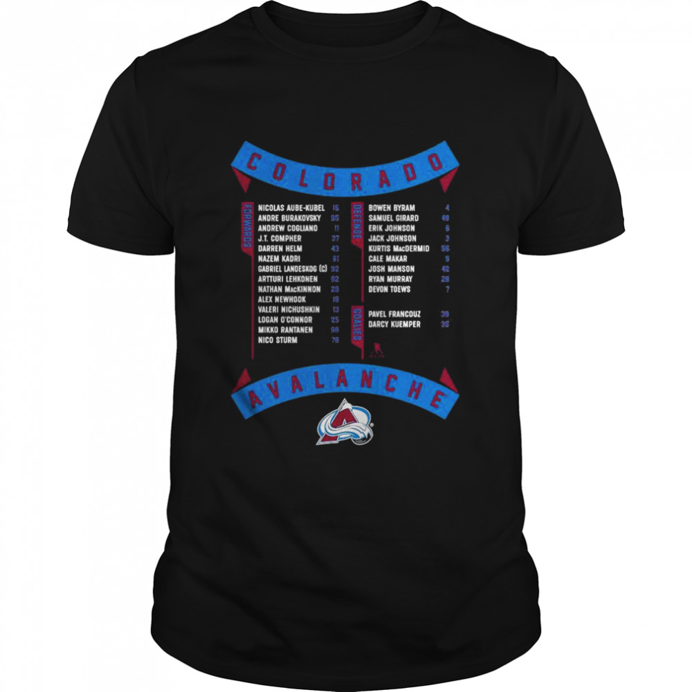 Colorado Avalanche 2022 Stanley Cup Champions Roster T-Shirt