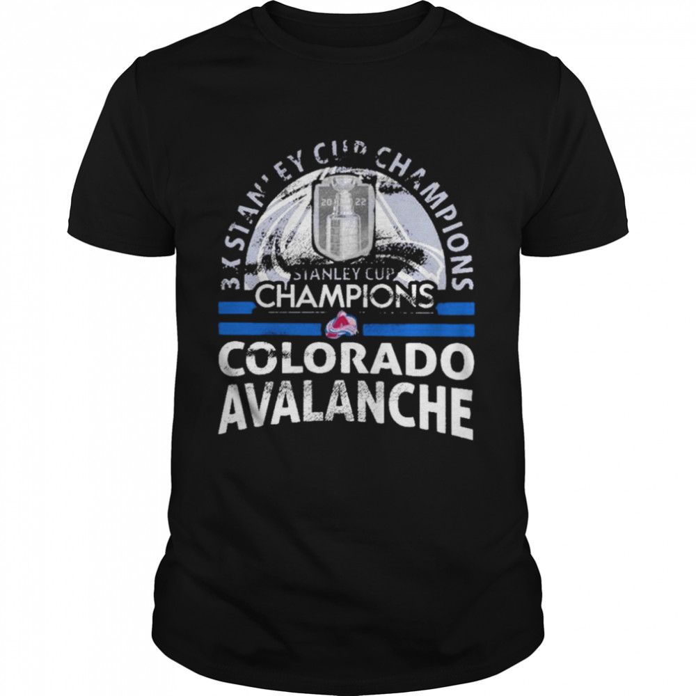 Colorado Avalanche Majestic Threads 3-Time Stanley Cup Champions shirt