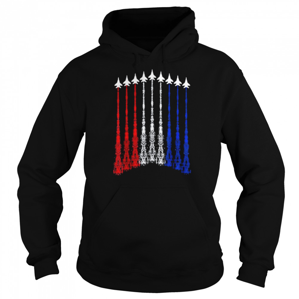 4th Of July Fighter Jet Airplane Red White Blue In The Sky  Unisex Hoodie