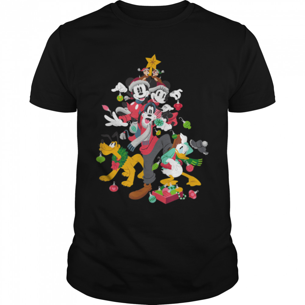 Disney Mickey Minnie Goofy Pluto Chip Dale Christmas Tree T-Shirt B09JYWLYN5
