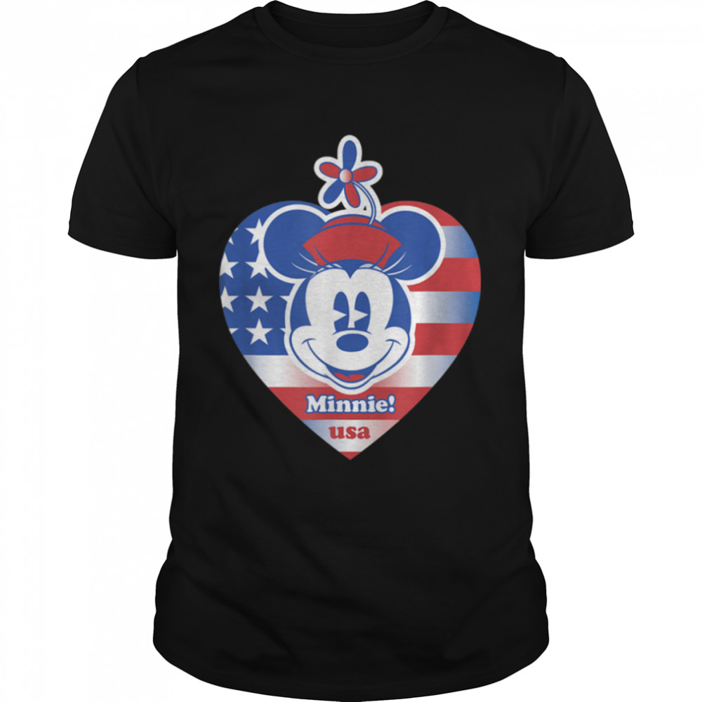 Disney Minnie Mouse USA American Flag 4th Of July Heart T-Shirt B09YJ36W6C