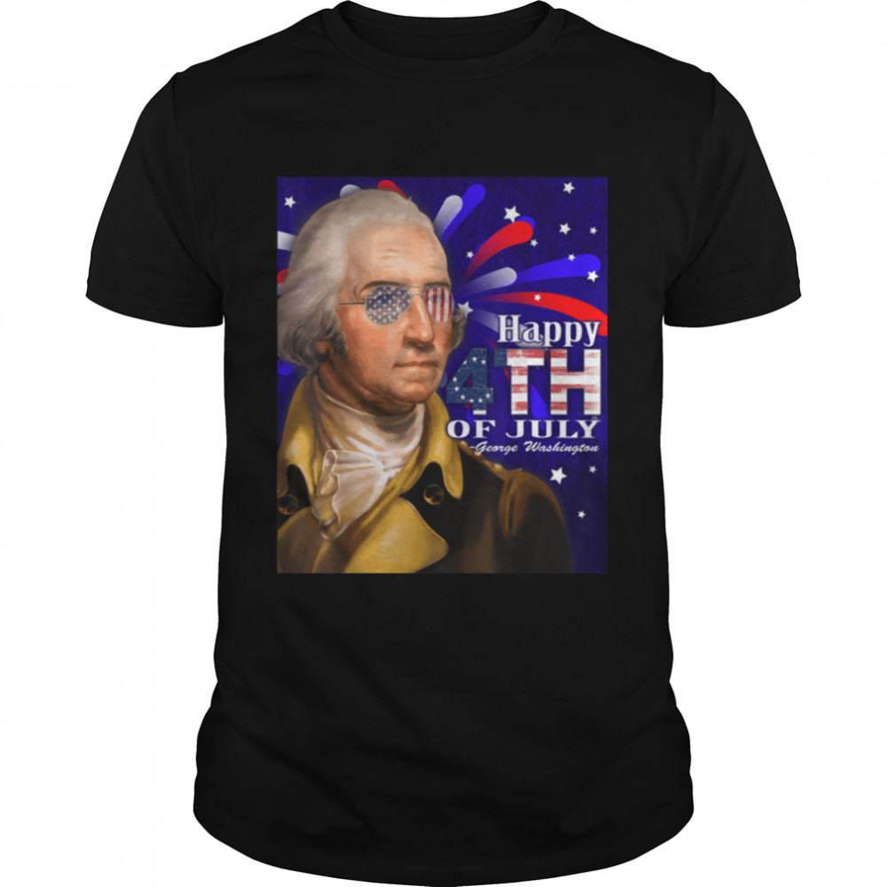 George Washington Sunglasses 4th of July Design T-Shirt B0B23ZZYJ8