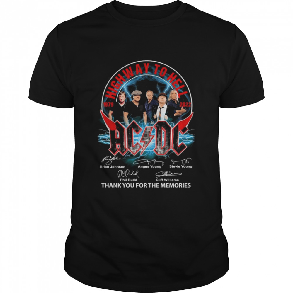 Highway To Hell 1979-2022 AC DC Thank You For The Memories Signatures Shirt
