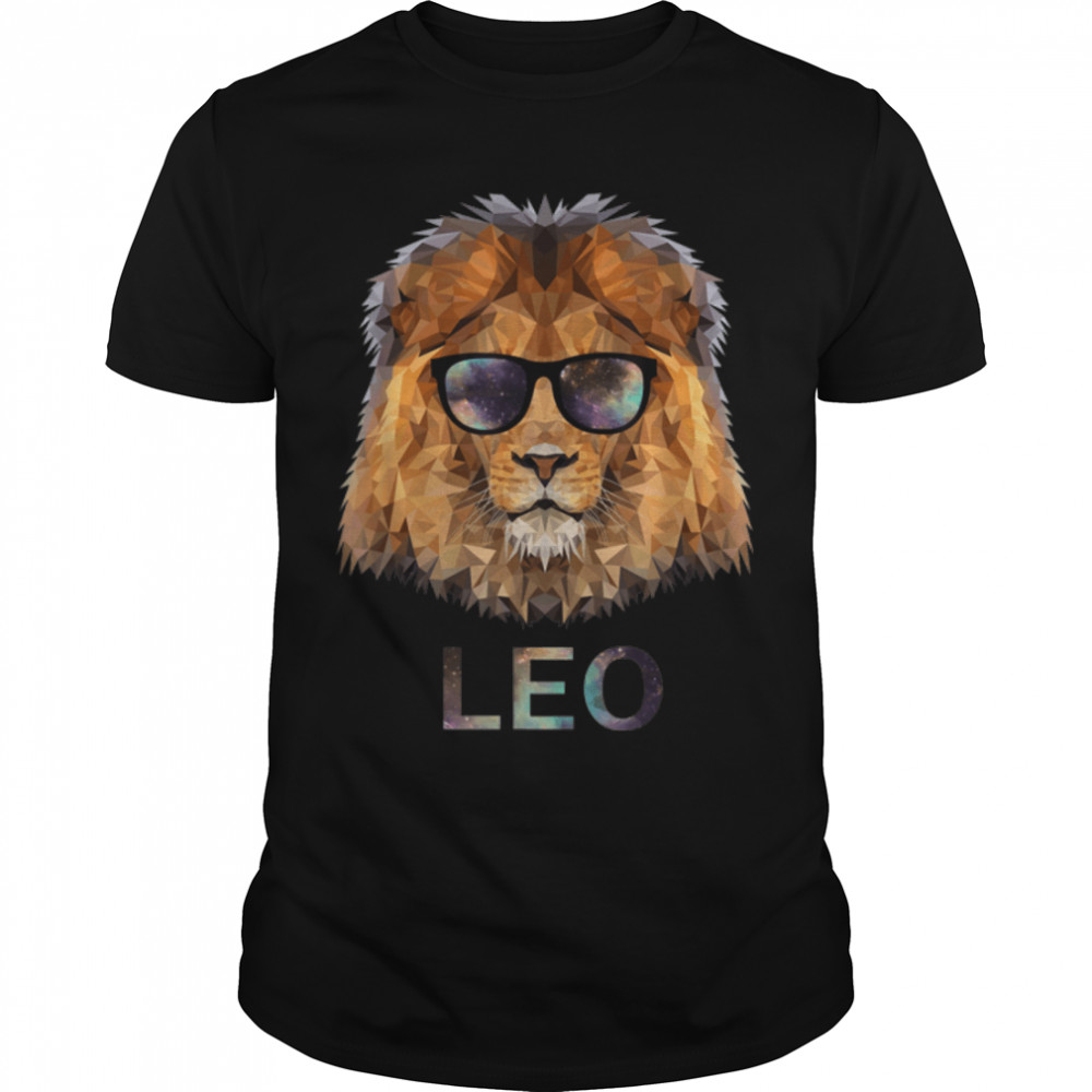 Leo Zodiac Lion With Cool Sunglasses Birthday T-Shirt B07NV26H1L