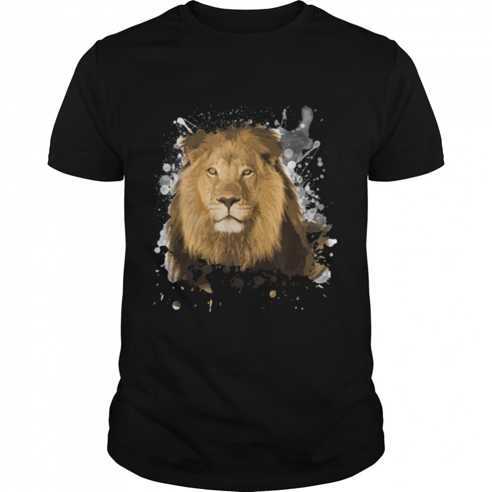 Lion Big Cat Wildlife Nature Watercolor Spirit Animal Lover T-Shirt B0B4W8K4ZP