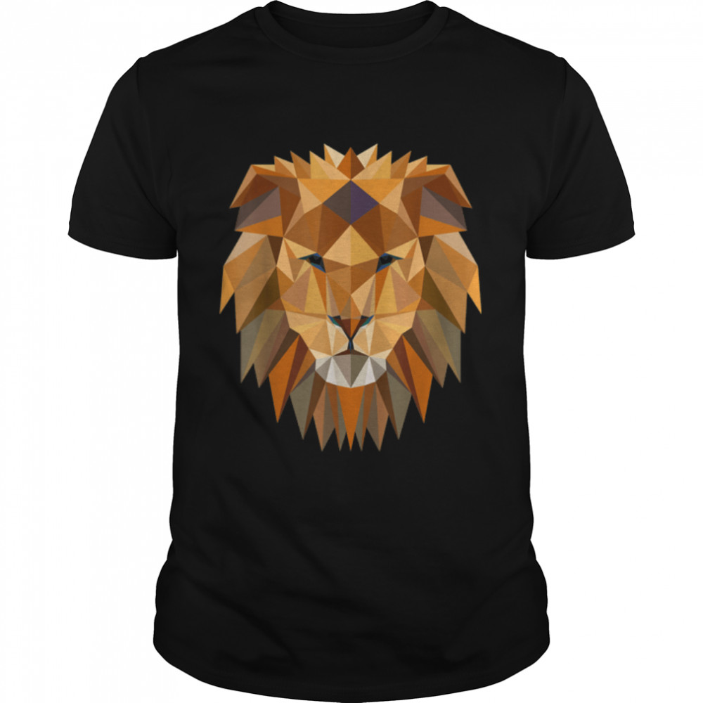 Lion Polygon Lion s Head Polygon Art Zoo Safari T-Shirt B0B4T26VP7