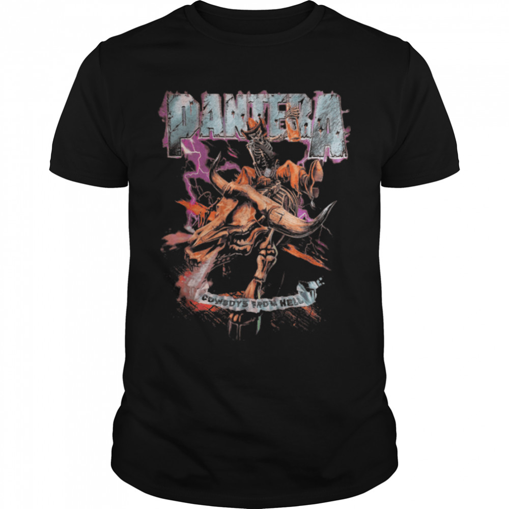 Pantera Official Cowboys From Hell Riding Skeleton T-Shirt T-Shirt B07TKFMGQW